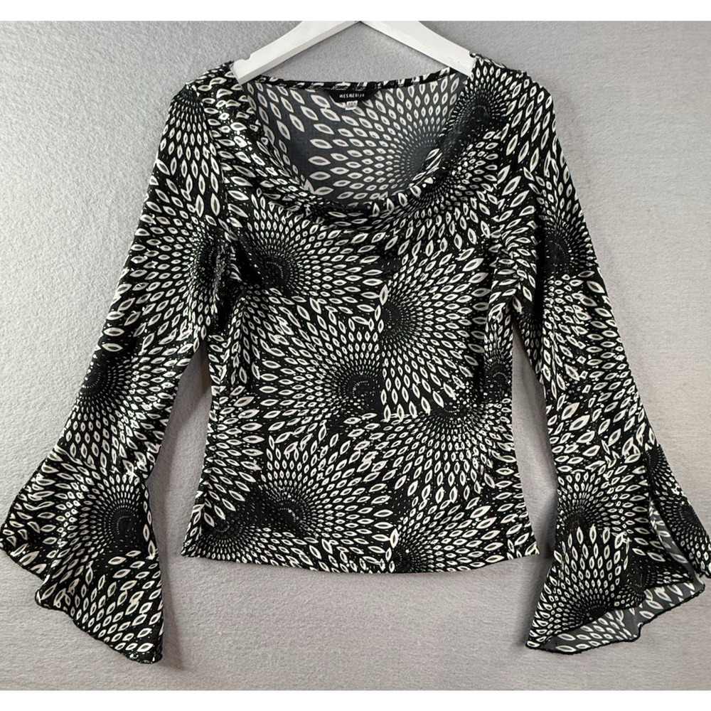 Mesmerize Womens M Y2K Fairycore Whimsigoth Fairy Grunge Bell‎ Ruffle Sleeve Top